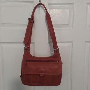 Fossil Brownish Red Shoulder Hamd Bag Purse With Key Charm